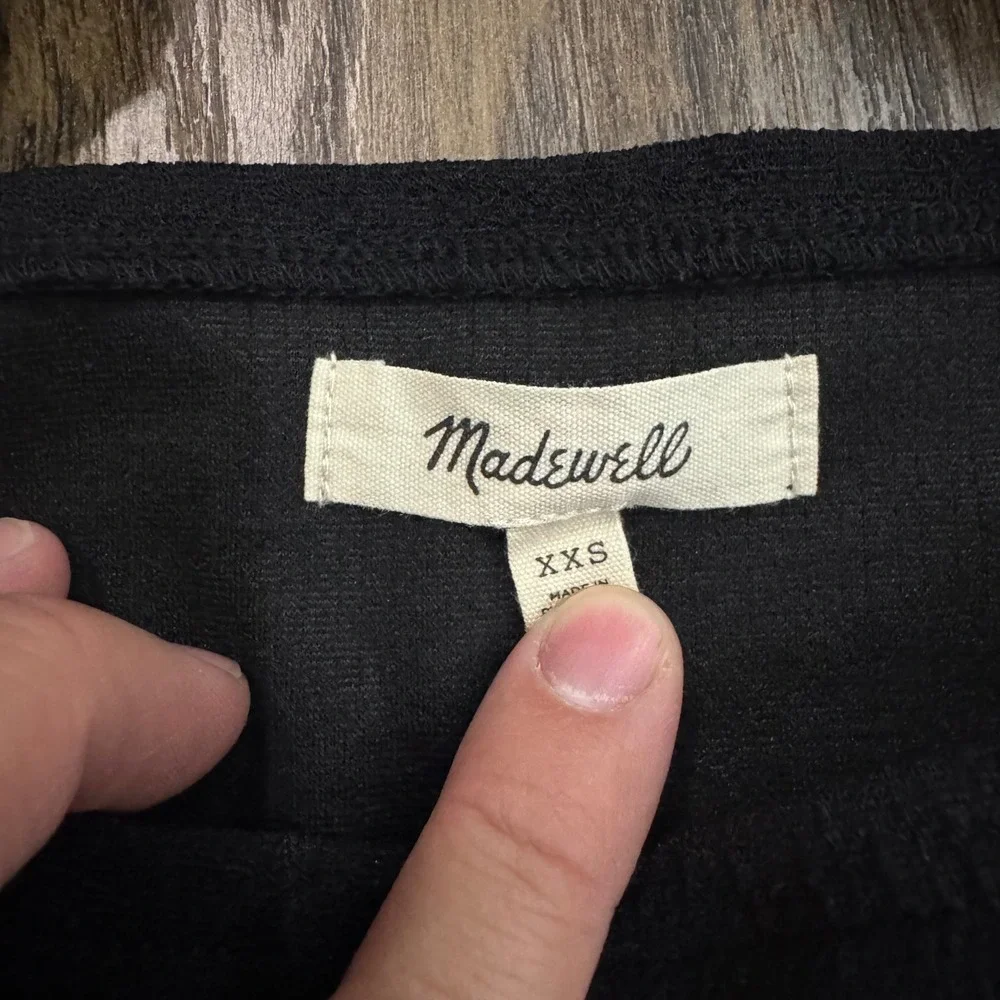 Madewell Black Square Neck Puff Sleeve Top XXS Cottagecore Peasant Dark Academia